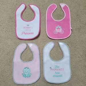 Luvable Friends Pink And White Princess Bib Set